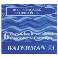 WATERMAN Lot de 6 cartouches d'encre standard Bleu Effacable