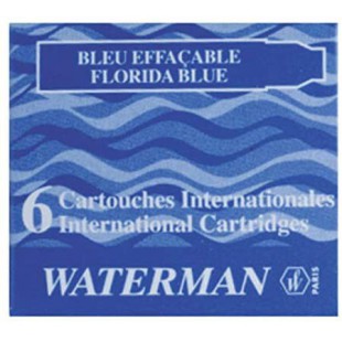 WATERMAN Lot de 6 cartouches d'encre standard Bleu Effacable