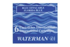 WATERMAN Lot de 6 cartouches d'encre standard Bleu Effacable