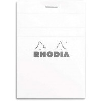 RHODIA 11201C - Bloc-Notes Agrafe N°11 White - A7 - Petits Carreaux - 80 Feuilles Detachables - Papier Clairefontaine Blanc 80G 