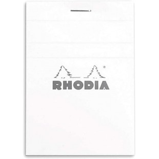 RHODIA 11201C - Bloc-Notes Agrafe N°11 White - A7 - Petits Carreaux - 80 Feuilles Detachables - Papier Clairefontaine Blanc 80G 