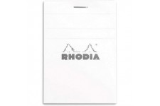 RHODIA 11201C - Bloc-Notes Agrafe N°11 White - A7 - Petits Carreaux - 80 Feuilles Detachables - Papier Clairefontaine Blanc 80G 