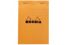 RHODIA 13200C - Bloc-Notes Agrafe N°13 Orange - A6 - Petits Carreaux - 80 Feuilles Detachables - Papier Clairefontaine 80G - Cou
