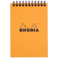 RHODIA 13500C - Bloc-Notes a  Spirale (Reliure Integrale) Orange - A6 - Petits Carreaux|80 Feuilles Detachables , Papier Clairef