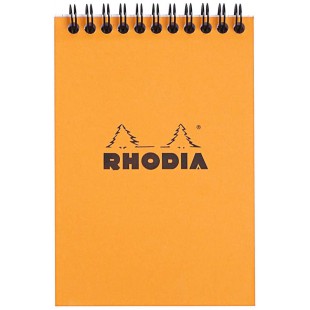 RHODIA 13500C - Bloc-Notes a  Spirale (Reliure Integrale) Orange - A6 - Petits Carreaux|80 Feuilles Detachables , Papier Clairef