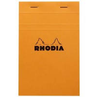 RHODIA 14200C - Bloc-Notes Agrafe N°14 Orange - 11x17 cm - Petits Carreaux - 80 Feuilles Detachables - Papier Clairefontaine Bla