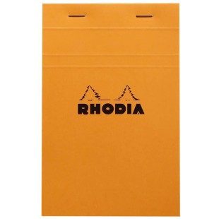 RHODIA 14200C - Bloc-Notes Agrafe N°14 Orange - 11x17 cm - Petits Carreaux - 80 Feuilles Detachables - Papier Clairefontaine Bla