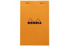 RHODIA 14200C - Bloc-Notes Agrafe N°14 Orange - 11x17 cm - Petits Carreaux - 80 Feuilles Detachables - Papier Clairefontaine Bla