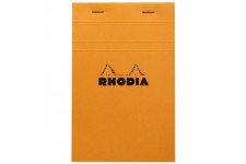 RHODIA 14200C - Bloc-Notes Agrafe N°14 Orange - 11x17 cm - Petits Carreaux - 80 Feuilles Detachables - Papier Clairefontaine Bla