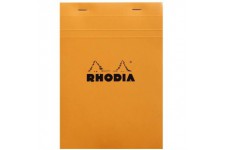RHODIA 16200C - Bloc-Notes Agrafe N°16 Orange - A5 - Petits Carreaux - 80 Feuilles Detachables - Papier Clairefontaine 80G - Cou