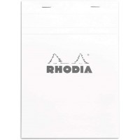 RHODIA 16201C - Bloc-Notes Agrafe N°16 White - A5 - Petits Carreaux - 80 Feuilles Detachables - Papier Clairefontaine Blanc 80G 