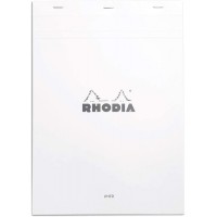 RHODIA 18601C - Bloc-Notes Agrafe N°18 White - A4 - Ligne - 80 Feuilles Detachables - Papier Clairefontaine Blanc 80 g/m² - Couv