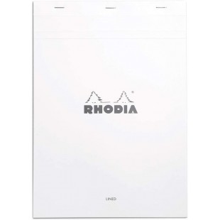 RHODIA 18601C - Bloc-Notes Agrafe N°18 White - A4 - Ligne - 80 Feuilles Detachables - Papier Clairefontaine Blanc 80 g/m² - Couv