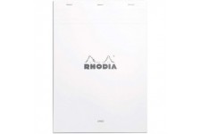 RHODIA 18601C - Bloc-Notes Agrafe N°18 White - A4 - Ligne - 80 Feuilles Detachables - Papier Clairefontaine Blanc 80 g/m² - Couv