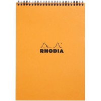 RHODIA 18500C - Bloc-Notes a  Spirale (Reliure Integrale) Orange - A4 - Petits Carreaux|80 Feuilles Detachables , Papier Clairef