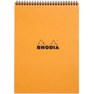 RHODIA 18500C - Bloc-Notes a  Spirale (Reliure Integrale) Orange - A4 - Petits Carreaux|80 Feuilles Detachables , Papier Clairef