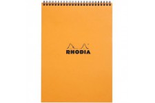 RHODIA 18500C - Bloc-Notes a  Spirale (Reliure Integrale) Orange - A4 - Petits Carreaux|80 Feuilles Detachables , Papier Clairef