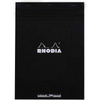 RHODIA 18559C - Bloc-Notes Agrafe Dotpad N°18 Black - A4 - Pointilles Dot - 80 Feuilles Detachables - Papier Clairefontaine Blan