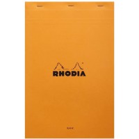RHODIA 19000C - Bloc-Notes Agrafe N°19 Orange - A4+ - 80 Feuilles Detachables - Papier Clairefontaine Uni Blanc 80 g/m - Couvert