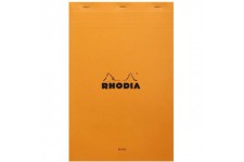 RHODIA 19000C - Bloc-Notes Agrafe N°19 Orange - A4+ - 80 Feuilles Detachables - Papier Clairefontaine Uni Blanc 80 g/m - Couvert