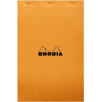 RHODIA 19200C - Bloc-Notes Agrafe N°19 Orange - A4+ - Petits Carreaux - 80 Feuilles Detachables - Papier Clairefontaine 80G - Co