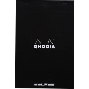 RHODIA 19559Amzc - Bloc-Notes Agrafe Dotpad N°19 Black - A4+ - Pointilles Dot - 80 Feuilles Detachables - Papier Clairefontaine 