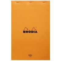 RHODIA 19660C - Bloc-Notes Agrafe N°19 Orange - A4+ - Ligne - 80 Feuilles Detachables - Papier Clairefontaine Jaune 80 g/m² - Co