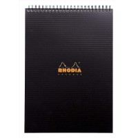 RHODIA 19920C - Bloc-Notes a  Spirale (Reliure Integrale) Notepad Noir A4 | Petits Carreaux | 80 Feuilles Detachables - Papier C