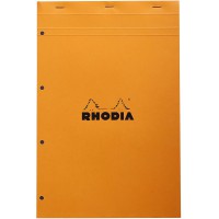RHODIA 20200C - Bloc-Notes Agrafe N°20 Orange - A4+ - Petits Carreaux - 80 Feuilles Detachables Perforation 4 Trous - Papier Cla