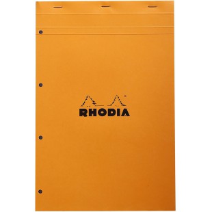 RHODIA 20200C - Bloc-Notes Agrafe N°20 Orange - A4+ - Petits Carreaux - 80 Feuilles Detachables Perforation 4 Trous - Papier Cla
