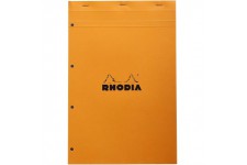 RHODIA 20200C - Bloc-Notes Agrafe N°20 Orange - A4+ - Petits Carreaux - 80 Feuilles Detachables Perforation 4 Trous - Papier Cla