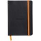 RHODIA 117302C - Carnet Souple Noir - A6 - Ligne - 144 pages - Papier Clairefontaine Ivoire 90 g/m - Marque-Page, Fermeture elas