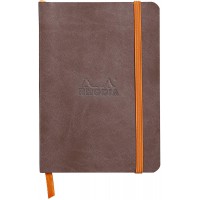 RHODIA 117303C - Carnet Souple Chocolat - A6 - Ligne - 144 pages - Papier Clairefontaine Ivoire 90 g/m - Marque-Page, Fermeture 