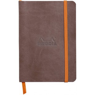 RHODIA 117303C - Carnet Souple Chocolat - A6 - Ligne - 144 pages - Papier Clairefontaine Ivoire 90 g/m - Marque-Page, Fermeture 