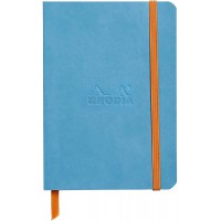 RHODIA 117307C - Carnet Souple Turquoise - A6 - Ligne - 144 pages - Papier Clairefontaine Ivoire 90 g/m - Marque-Page, Fermeture