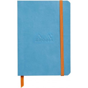 RHODIA 117307C - Carnet Souple Turquoise - A6 - Ligne - 144 pages - Papier Clairefontaine Ivoire 90 g/m - Marque-Page, Fermeture