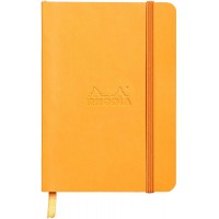 RHODIA 117315C - Carnet Souple Orange - A6 - Ligne - 144 pages - Papier Clairefontaine Ivoire 90 g/m - Marque-Page, Fermeture el