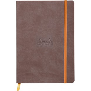 RHODIA 117403C - Carnet Souple Chocolat - A5 - Ligne - 160 pages - Papier Clairefontaine Ivoire 90 g/m - Marque-Page, Fermeture 