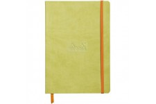 RHODIA 117406C - Carnet Souple Anis - A5 - Ligne - 160 pages - Papier Clairefontaine Ivoire 90 g/m - Marque-Page, Fermeture elas