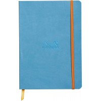 RHODIA 117407C - Carnet Souple Turquoise - A5 - Ligne - 160 pages - Papier Clairefontaine Ivoire 90 g/m - Marque-Page, Fermeture