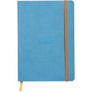 RHODIA 117407C - Carnet Souple Turquoise - A5 - Ligne - 160 pages - Papier Clairefontaine Ivoire 90 g/m - Marque-Page, Fermeture