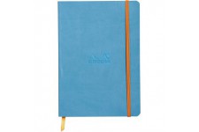 RHODIA 117407C - Carnet Souple Turquoise - A5 - Ligne - 160 pages - Papier Clairefontaine Ivoire 90 g/m - Marque-Page, Fermeture