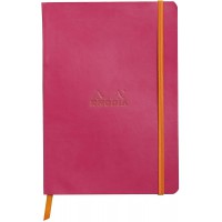 RHODIA 117412C - Carnet Souple Framboise - A5 - Ligne - 160 pages - Papier Clairefontaine Ivoire 90 g/m - Marque-Page, Fermeture