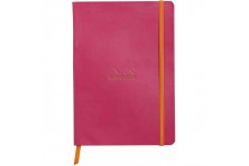 RHODIA 117412C - Carnet Souple Framboise - A5 - Ligne - 160 pages - Papier Clairefontaine Ivoire 90 g/m - Marque-Page, Fermeture