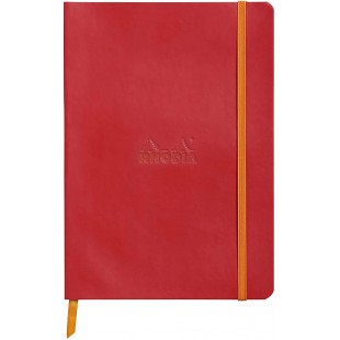 RHODIA 117413C - Carnet Souple Coquelicot - A5 - Ligne - 160 pages - Papier Clairefontaine Ivoire 90 g/m - Marque-Page, Fermetur