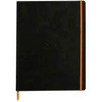 RHODIA 117702C - Cahier Souple Noir - A4+ - Ligne - 160 pages Detachables - Papier Clairefontaine Ivoire 90 g/m - Marque-Page, F