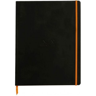 RHODIA 117702C - Cahier Souple Noir - A4+ - Ligne - 160 pages Detachables - Papier Clairefontaine Ivoire 90 g/m - Marque-Page, F