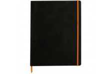 RHODIA 117702C - Cahier Souple Noir - A4+ - Ligne - 160 pages Detachables - Papier Clairefontaine Ivoire 90 g/m - Marque-Page, F