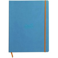 RHODIA 117707C - Cahier Souple Turquoise - A4+ - Ligne - 160 pages Detachables - Papier Clairefontaine Ivoire 90g - Marque-Page,