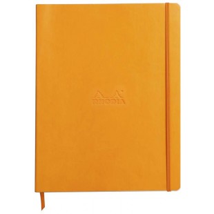 RHODIA 117715C - Cahier Souple Orange - A4+ - Ligne - 160 pages Detachables - Papier Clairefontaine Ivoire 90 g/m - Marque-Page,